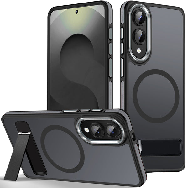MALEWOLF for Samsung Galaxy S25 Edge Case, Non-Slip Phone Case with Invisible Kickstand [Fits for Magsafe], Ultra Slim Translucent Cover for Galaxy S25 Edge, Mil-Grade Drop Protection