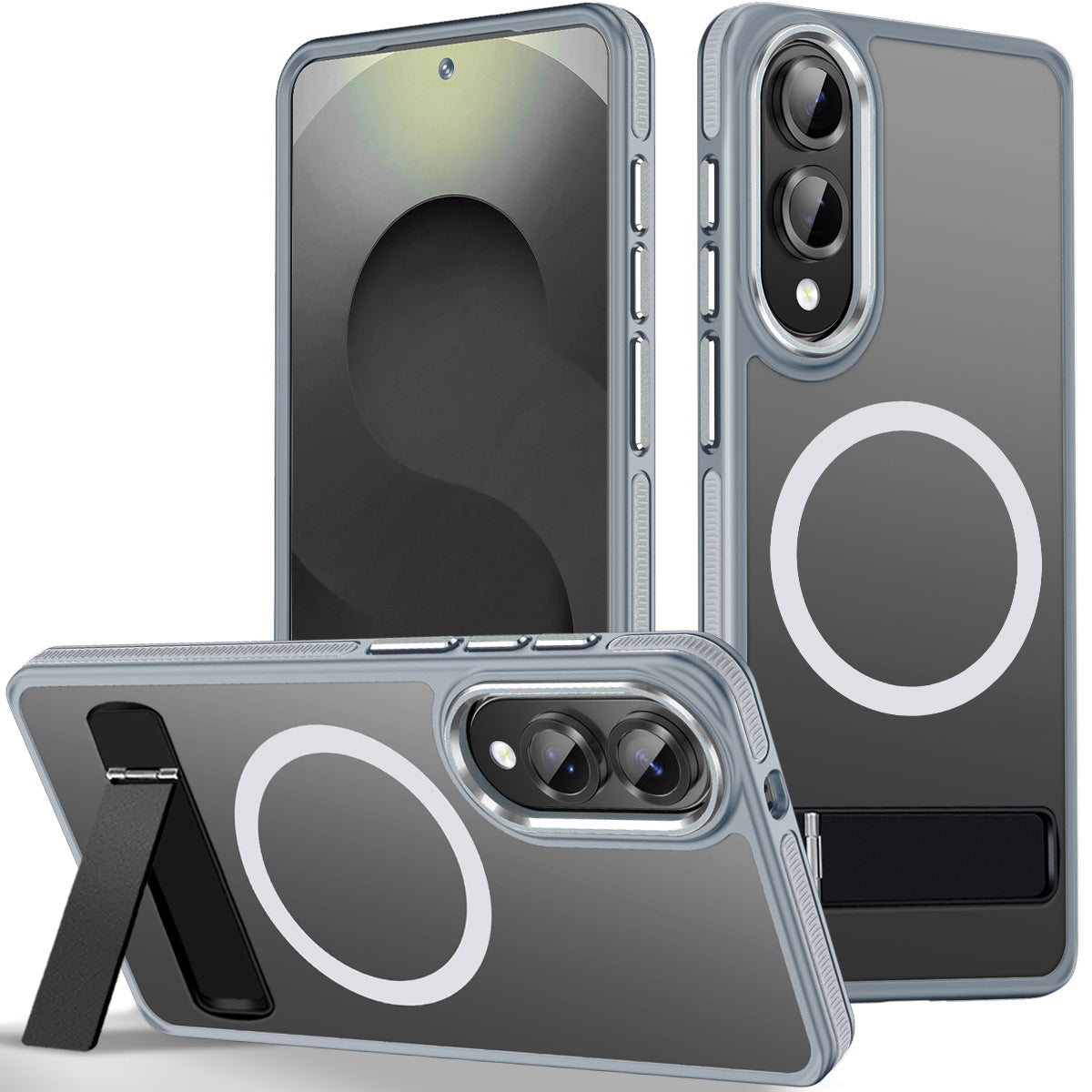 MALEWOLF for Samsung Galaxy S25 Edge Case, Non-Slip Phone Case with Invisible Kickstand [Fits for Magsafe], Ultra Slim Translucent Cover for Galaxy S25 Edge, Mil-Grade Drop Protection