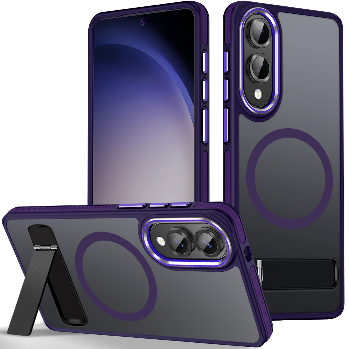 MALEWOLF for Samsung Galaxy S25 Edge Case, Non-Slip Phone Case with Invisible Kickstand [Fits for Magsafe], Ultra Slim Translucent Cover for Galaxy S25 Edge, Mil-Grade Drop Protection