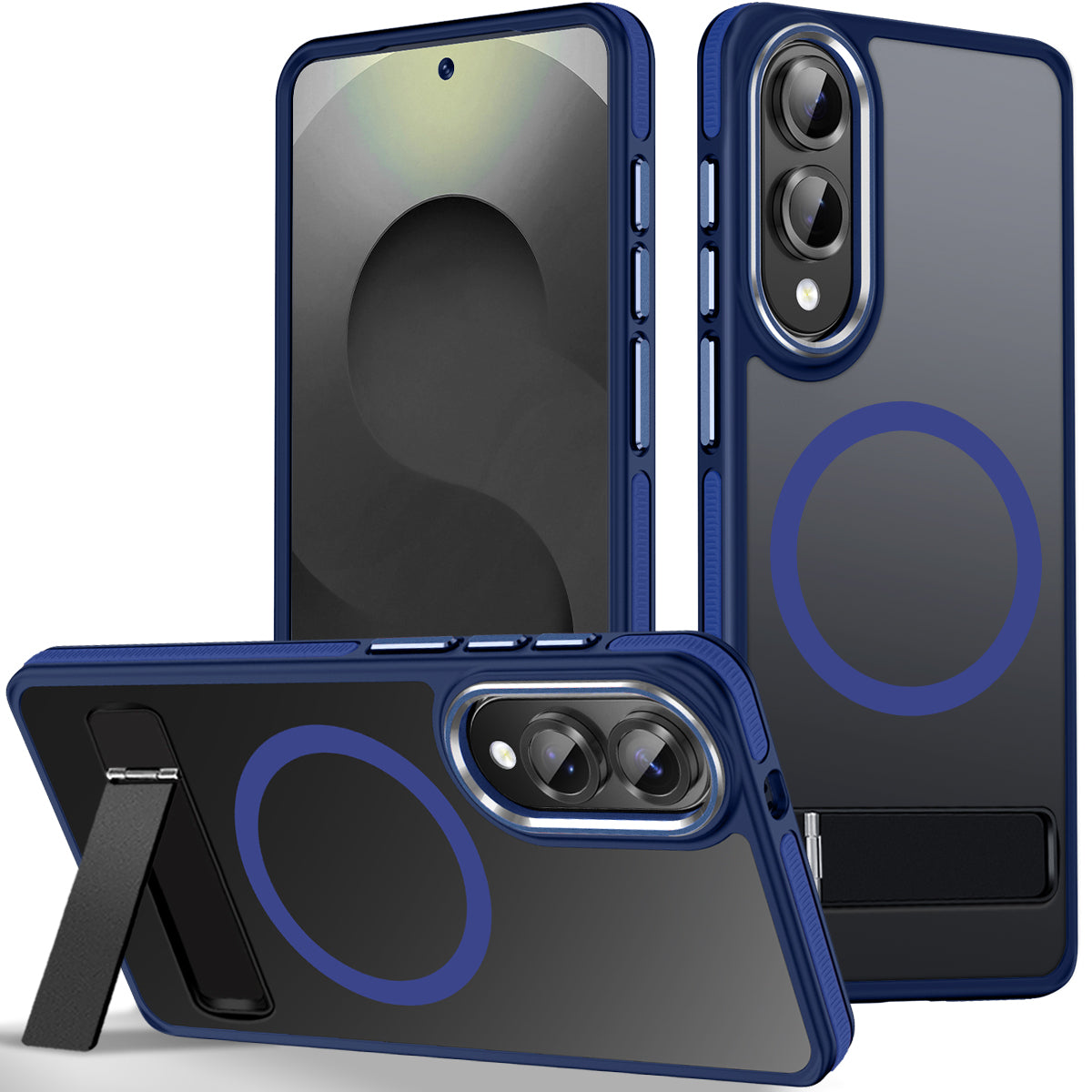 MALEWOLF for Samsung Galaxy S25 Edge Case, Non-Slip Phone Case with Invisible Kickstand [Fits for Magsafe], Ultra Slim Translucent Cover for Galaxy S25 Edge, Mil-Grade Drop Protection