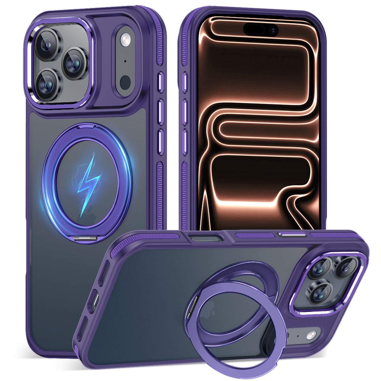 MALEWOLF Magnetic for iPhone 17 Pro Case, [Built-in 360° Stand Ring] [Compatible with MagSafe] Color Hybrid Cover Shockproof Protective Phone Case for iPhone 17 Pro 6.3 Inch