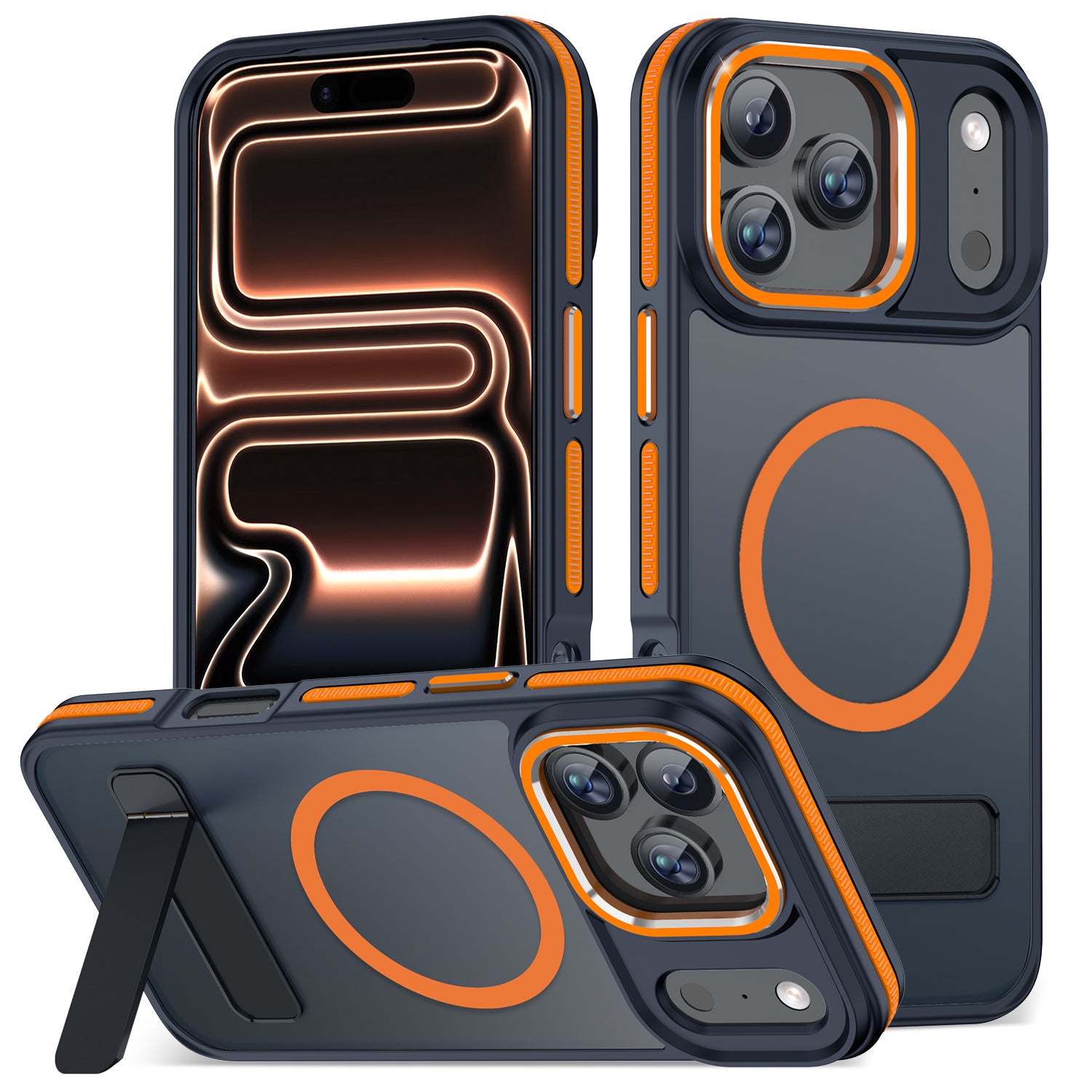 MALEWOLF Magnetic Case for iPhone 17 Pro, [Built-in Invisible Kickstand] [Compatible with MagSafe] Non-Slip Shockproof Cover Slim Phone Case for iPhone 17 Pro 6.3 Inch