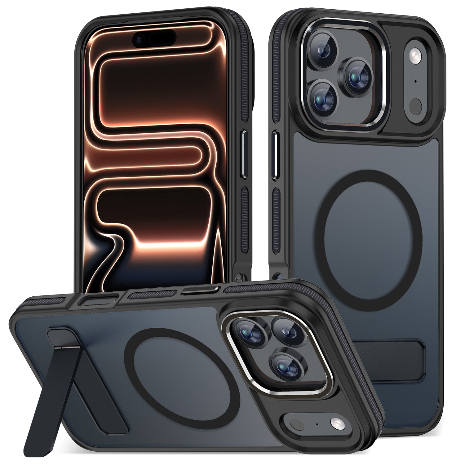 MALEWOLF Magnetic Case for iPhone 17 Pro, [Built-in Invisible Kickstand] [Compatible with MagSafe] Non-Slip Shockproof Cover Slim Phone Case for iPhone 17 Pro 6.3 Inch