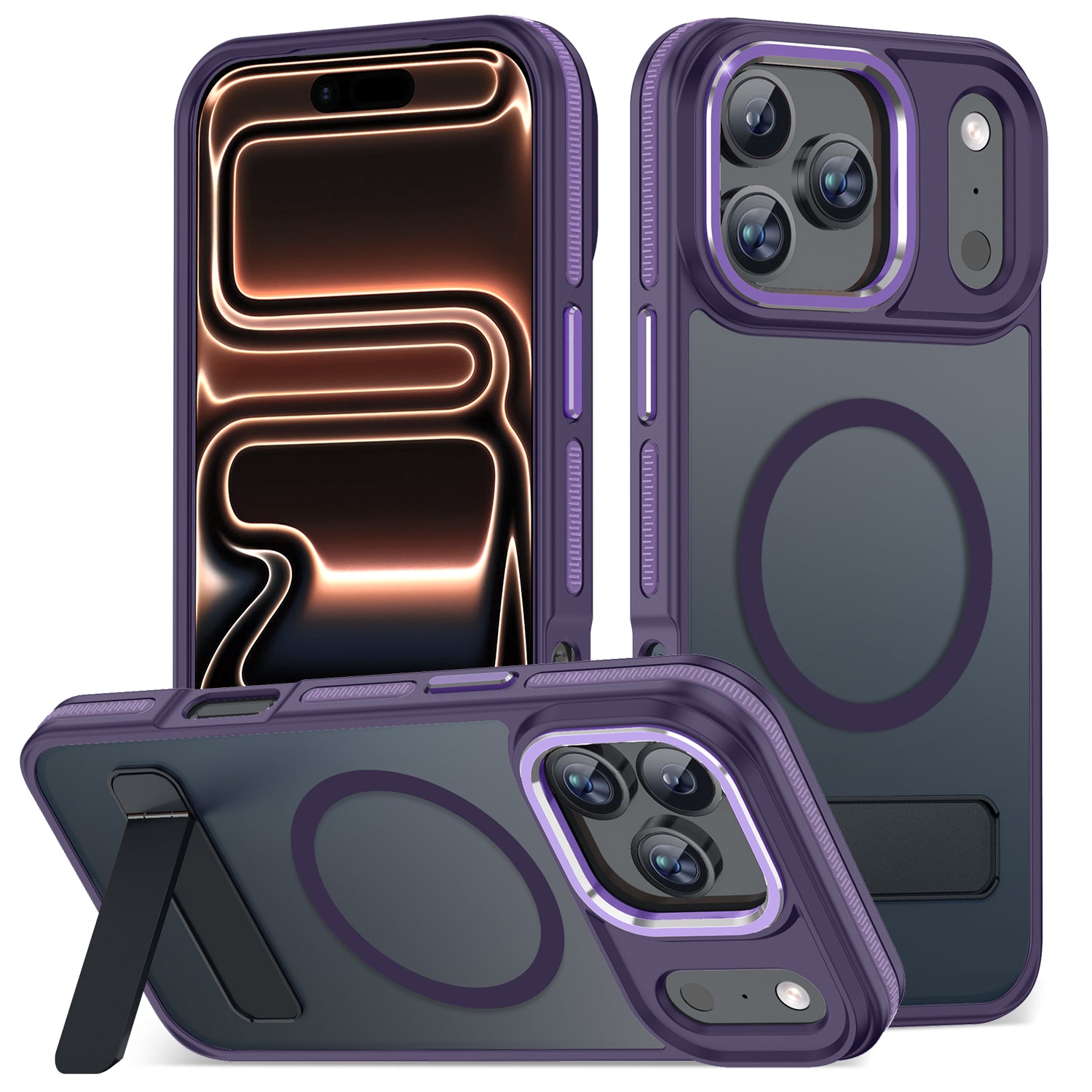 MALEWOLF Kickstand Case for iPhone 17 Pro Max, Compatible with Magsafe, Military-Grade Drop Protection Magnetic Phone Case, Anti-Slip Translucent Cover for iPhone 17 Pro Max