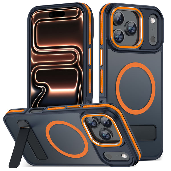 MALEWOLF Kickstand Case for iPhone 17 Pro Max, Compatible with Magsafe, Military-Grade Drop Protection Magnetic Phone Case, Anti-Slip Translucent Cover for iPhone 17 Pro Max