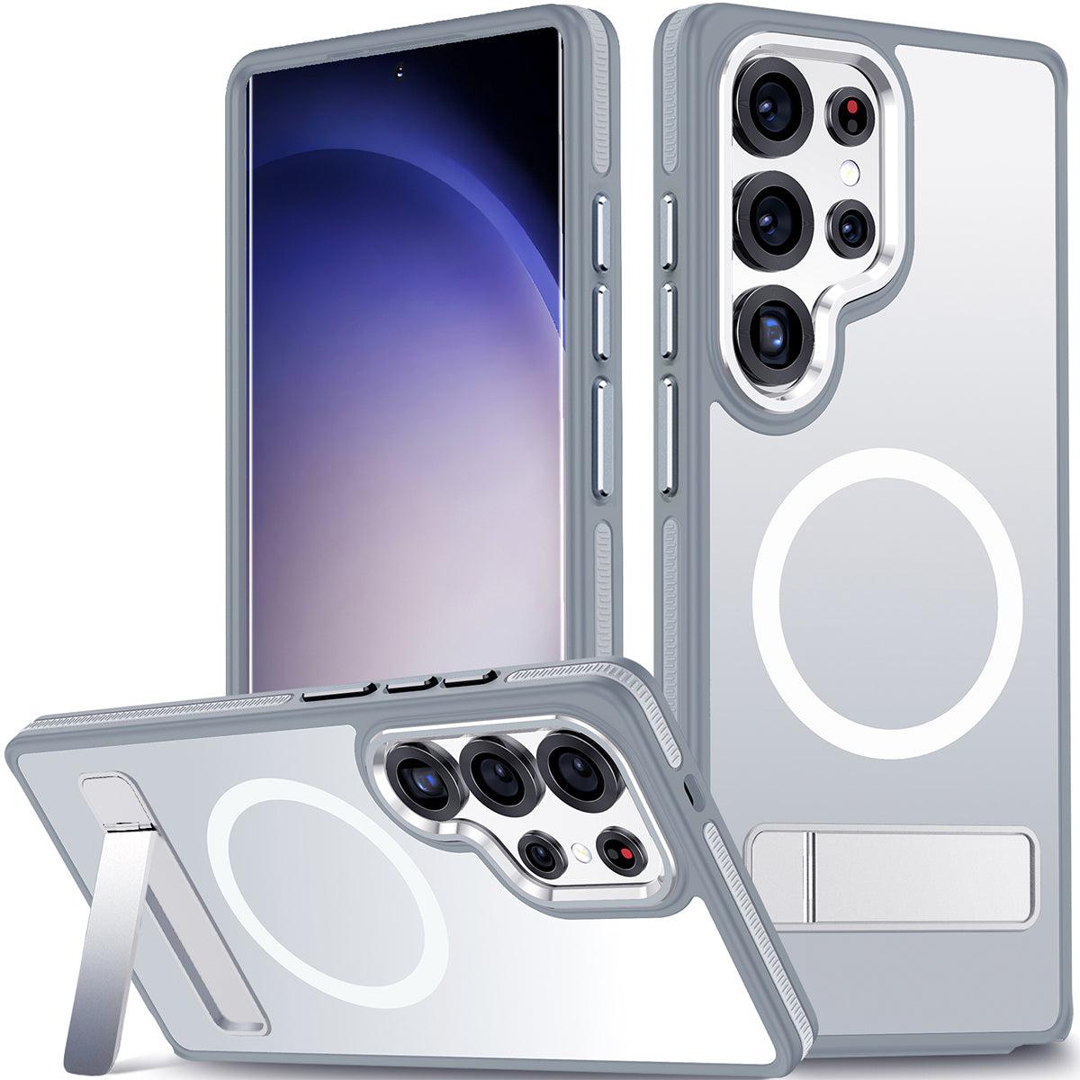 MALEWOLF for Samsung Galaxy S25 Ultra Case, Shockproof S25 Ultra Phone Case with Kickstand, Anti-Skid Case Fits for Magsafe, Camera Frame with Raised Protection for Galaxy S25 Ultra Cover
