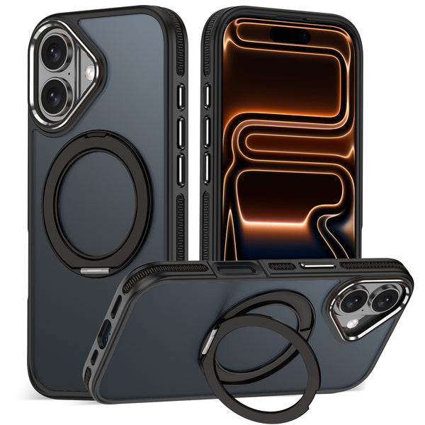 MALEWOLF Magnetic Case for iPhone 17, Compatible with MagSafe & 360° Stand Ring, Slim Translucent Cover with Mil-Grade Shockproof Protective Phone Case for iPhone 17