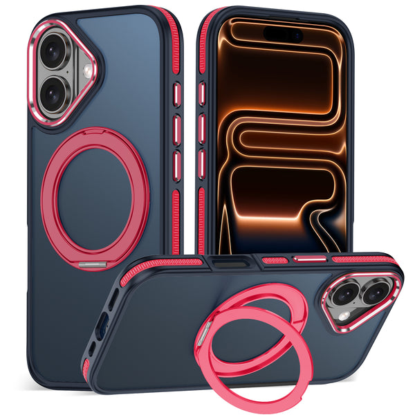 MALEWOLF Magnetic Case for iPhone 17, Compatible with MagSafe & 360° Stand Ring, Slim Translucent Cover with Mil-Grade Shockproof Protective Phone Case for iPhone 17