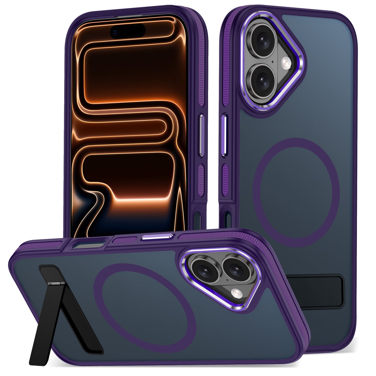 MALEWOLF Magnetic & Kickstand for iPhone 17 Case, [Compatible with Magsafe] [Military Grade Protection] Slim Translucent Cover, Shockproof Phone Case for iPhone 17 6.3 Inch