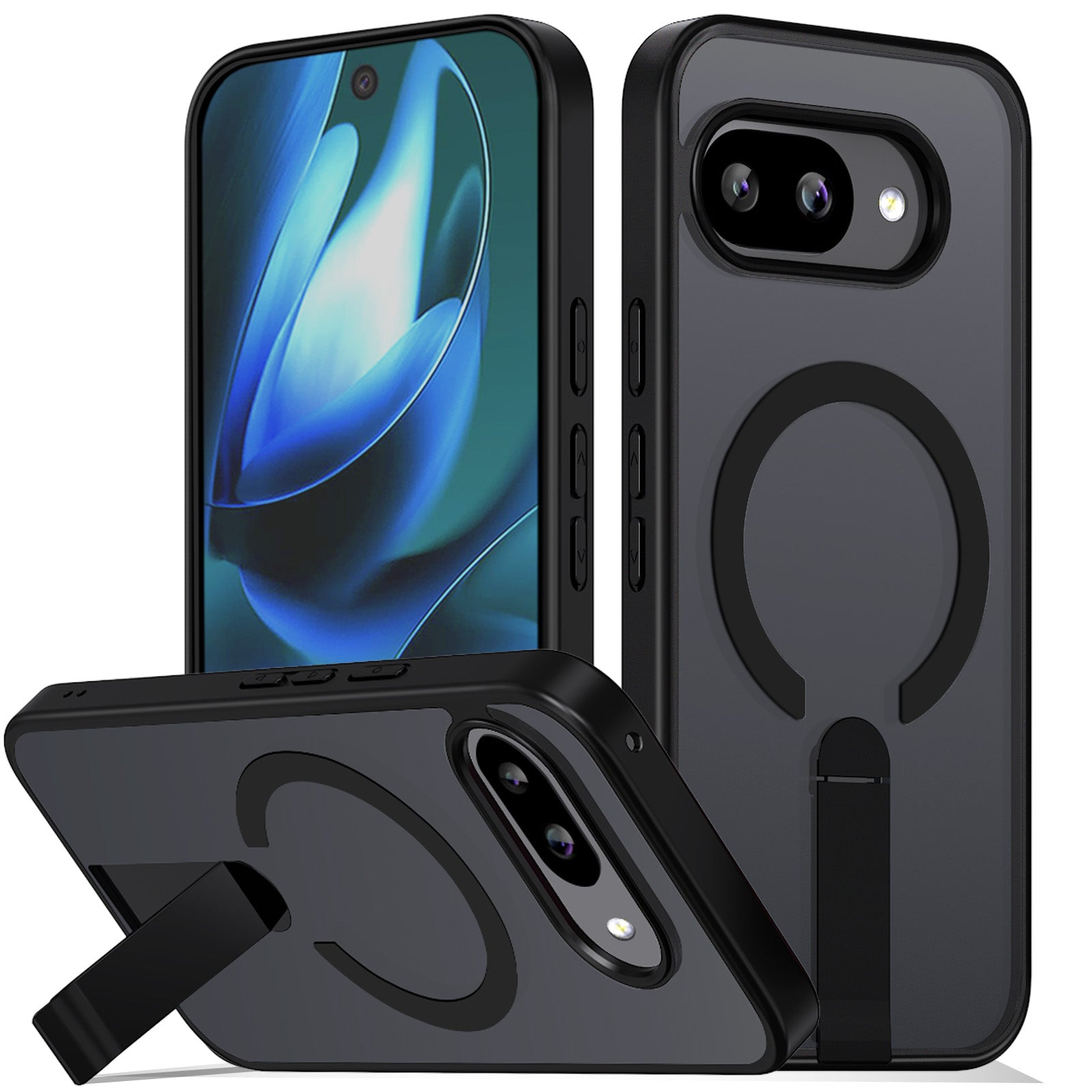 MALEWOLF for Google Pixel 9A Case, Adjustable Kickstand, Ultra Slim Cover Compatible with Magsafe, Anti-Yellowing & Durable TPU Hard Back, Shockproof Bumper Protection for Pixel 9A Phone Case