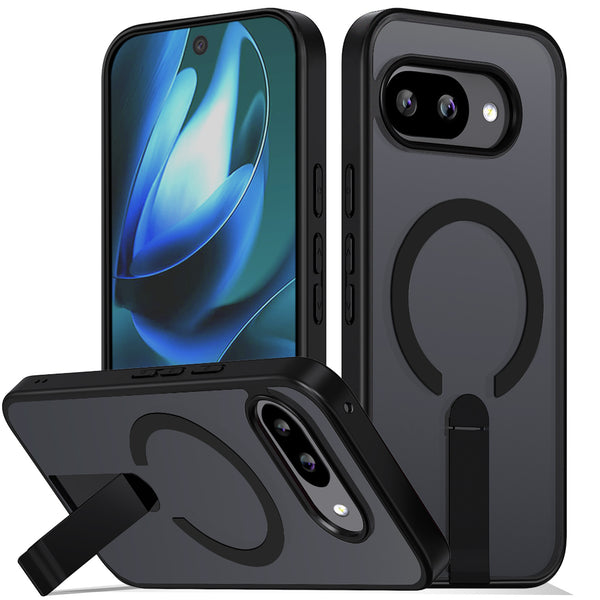 MALEWOLF for Google Pixel 9A Case, Adjustable Kickstand, Ultra Slim Cover Compatible with Magsafe, Anti-Yellowing & Durable TPU Hard Back, Shockproof Bumper Protection for Pixel 9A Phone Case