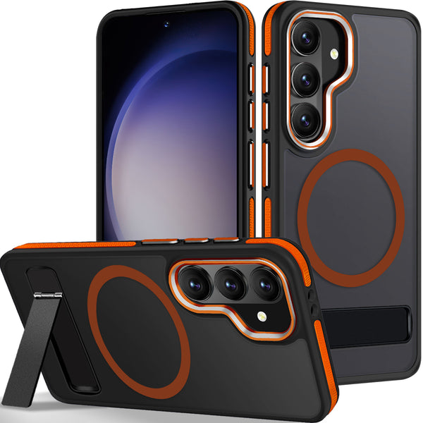 MALEWOLF Case for Samsung Galaxy S26 Plus with Stand, Compatible with Magsafe, Anti-slip Cover [Military Grade Shockproof] [Matte Translucent Back], Color Hybrid Phone Case for Galaxy S26+