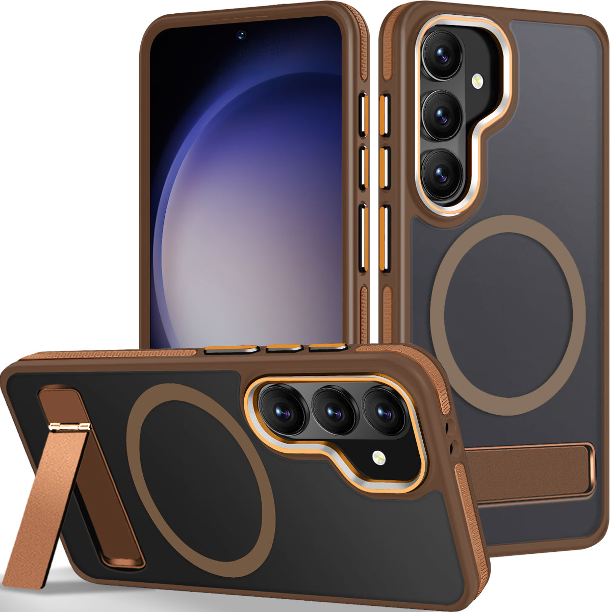 MALEWOLF Case for Samsung Galaxy S26 Plus with Stand, Compatible with Magsafe, Anti-slip Cover [Military Grade Shockproof] [Matte Translucent Back], Color Hybrid Phone Case for Galaxy S26+