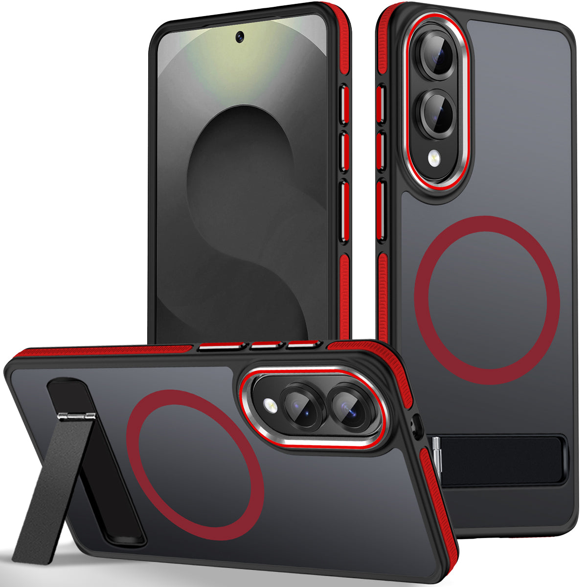 MALEWOLF for Samsung Galaxy S25 Edge Case, Non-Slip Phone Case with Invisible Kickstand [Fits for Magsafe], Ultra Slim Translucent Cover for Galaxy S25 Edge, Mil-Grade Drop Protection