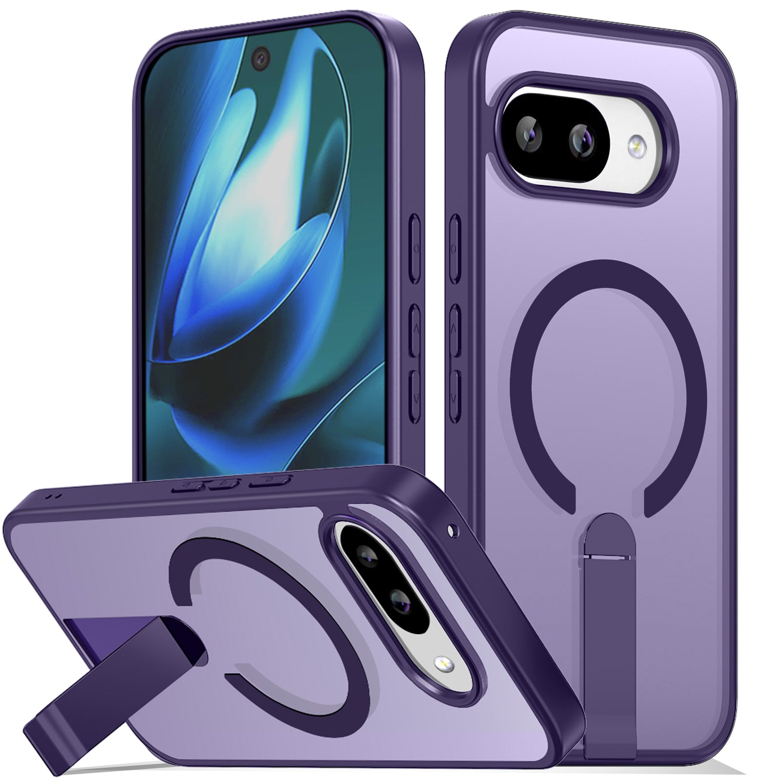 MALEWOLF for Google Pixel 9A Case, Adjustable Kickstand, Ultra Slim Cover Compatible with Magsafe, Anti-Yellowing & Durable TPU Hard Back, Shockproof Bumper Protection for Pixel 9A Phone Case