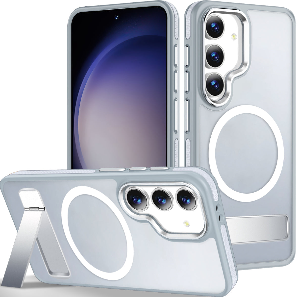 MALEWOLF Stand for Samsung Galaxy S25 FE Case, Compatible with Magsafe, Anti-Slip Hybrid Matte Cover, Shockproof Translucent TPU Phone Case for Galaxy S25 FE
