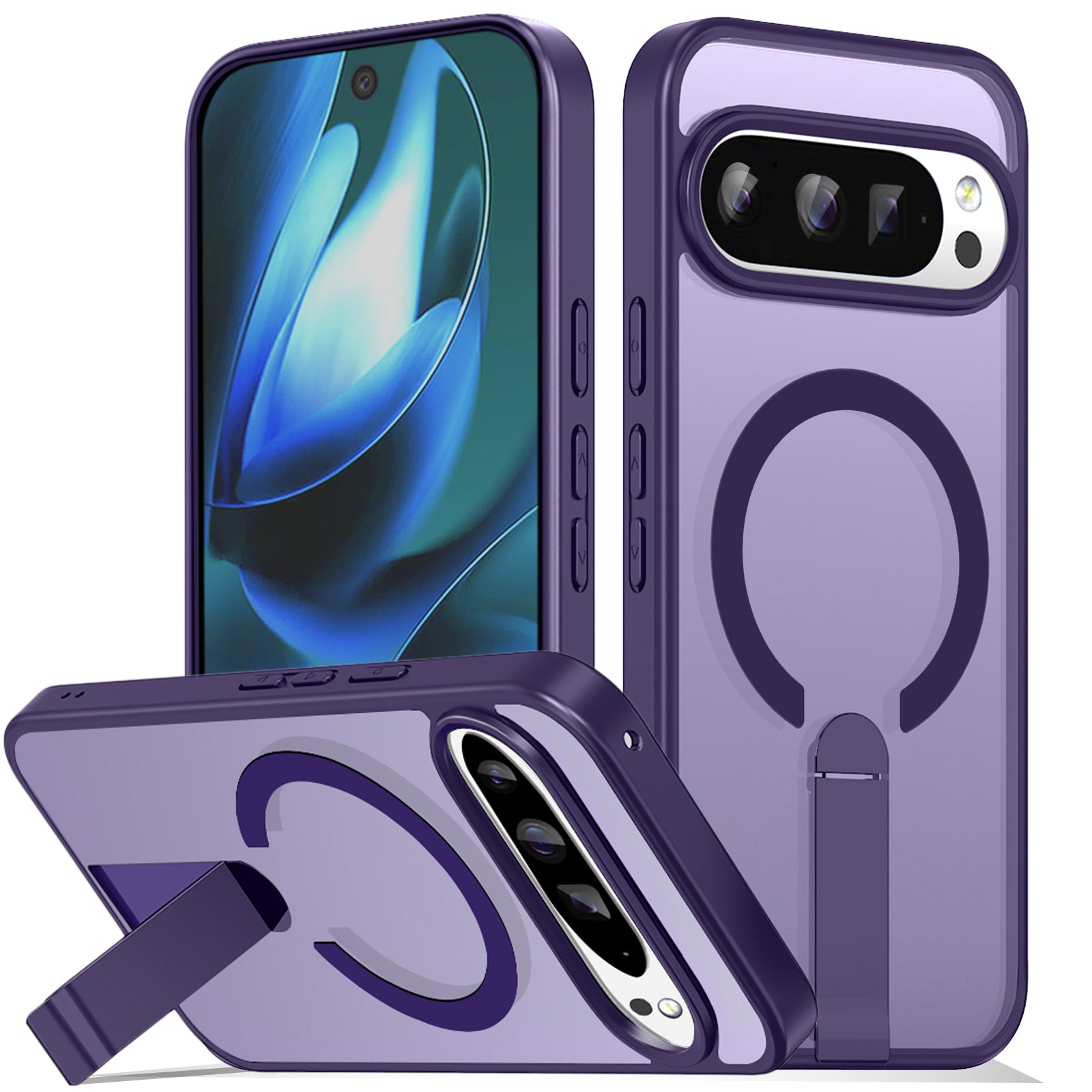 MALEWOLF for Google Pixel 9 Pro XL Case Magnetic, Slim Cover [Kickstand] [Compatible with Magsafe], Anti-yellowing & Durable TPU Back, Shockproof Bumper Protection for Pixel 9 ProXL Phone Case