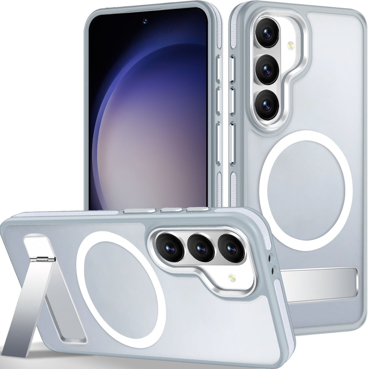 MALEWOLF Case for Samsung Galaxy S26 Plus with Stand, Compatible with Magsafe, Anti-slip Cover [Military Grade Shockproof] [Matte Translucent Back], Color Hybrid Phone Case for Galaxy S26+