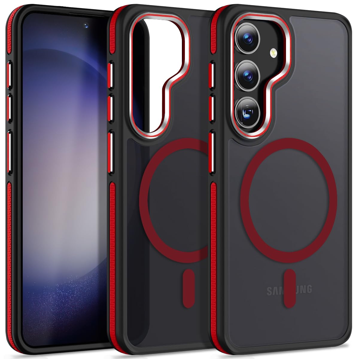 MALEWOLF Magnetic Case for Samsung Galaxy S24+ Plus 5G, Color Match Cover [Compatible with Magsafe] [Military Drop Protection] Anti-Slip Soft TPU Edge Phone Case for Galaxy