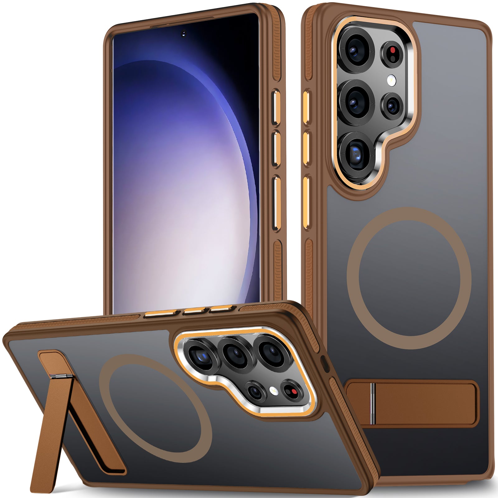 MALEWOLF for Samsung Galaxy S25 Ultra Case, Shockproof S25 Ultra Phone Case with Kickstand, Anti-Skid Case Fits for Magsafe, Camera Frame with Raised Protection for Galaxy S25 Ultra Cover