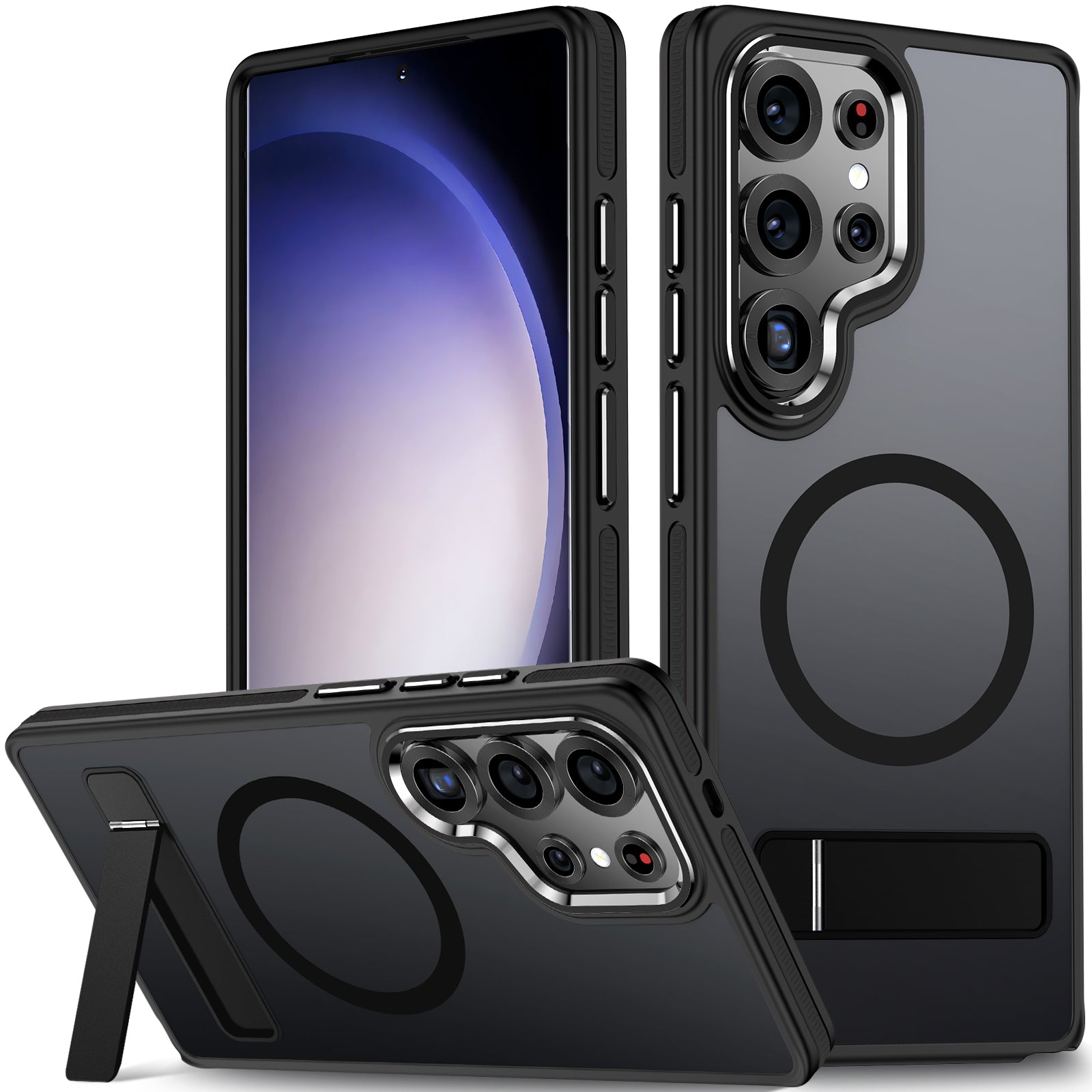 MALEWOLF for Samsung Galaxy S25 Ultra Case, Shockproof S25 Ultra Phone Case with Kickstand, Anti-Skid Case Fits for Magsafe, Camera Frame with Raised Protection for Galaxy S25 Ultra Cover