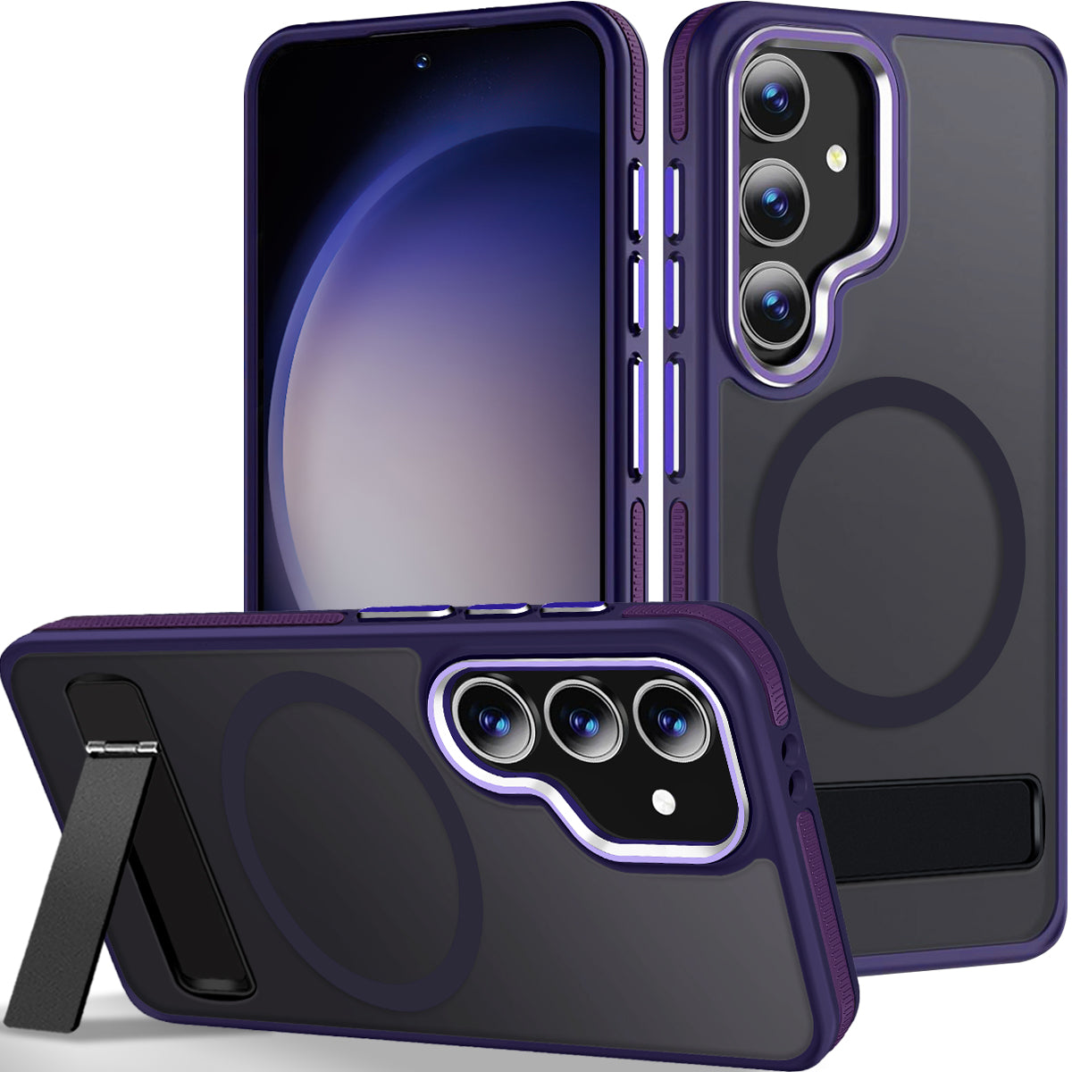 MALEWOLF Stand for Samsung Galaxy S25 FE Case, Compatible with Magsafe, Anti-Slip Hybrid Matte Cover, Shockproof Translucent TPU Phone Case for Galaxy S25 FE