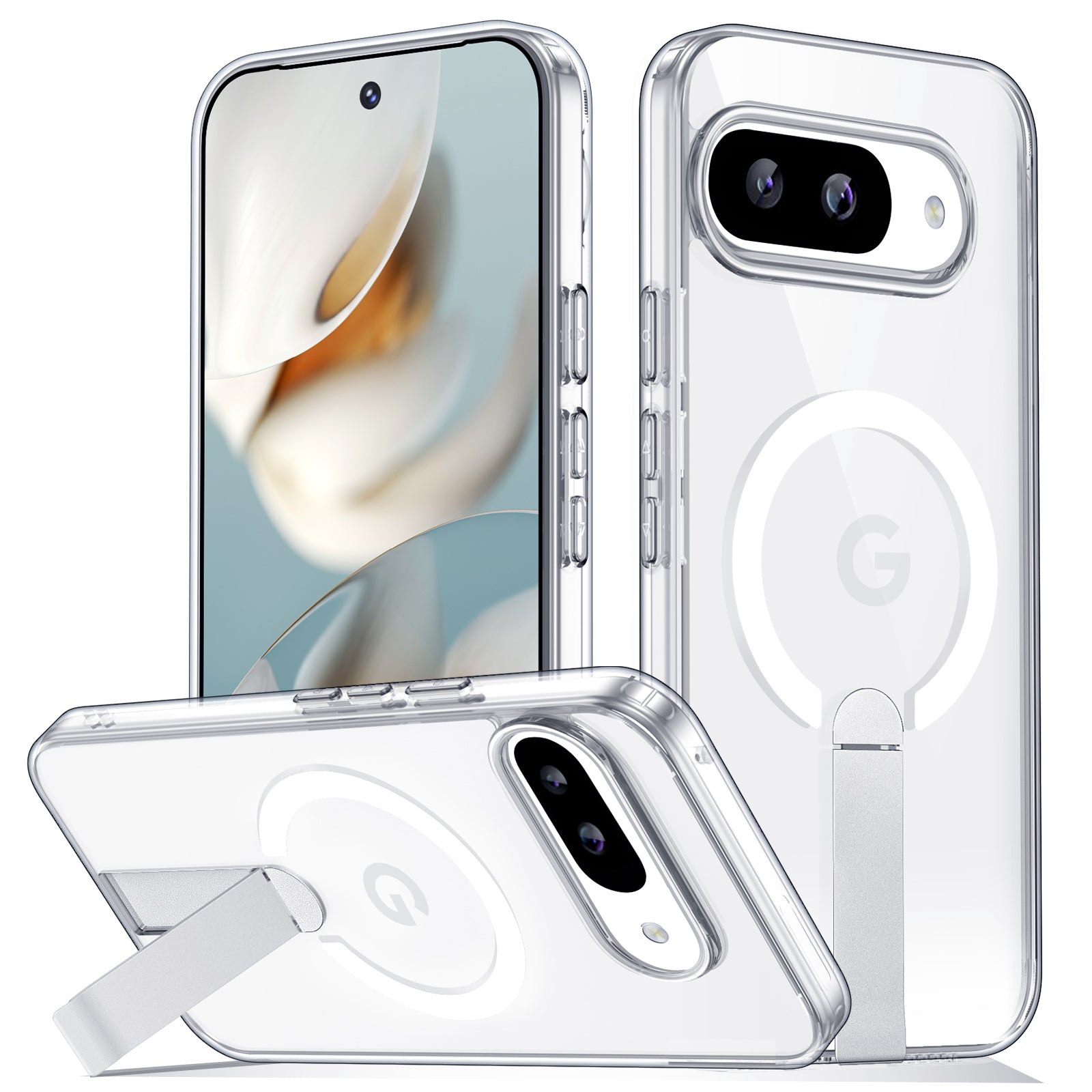 MALEWOLF for Google Pixel 9A Case, Adjustable Kickstand, Ultra Slim Cover Compatible with Magsafe, Anti-Yellowing & Durable TPU Hard Back, Shockproof Bumper Protection for Pixel 9A Phone Case