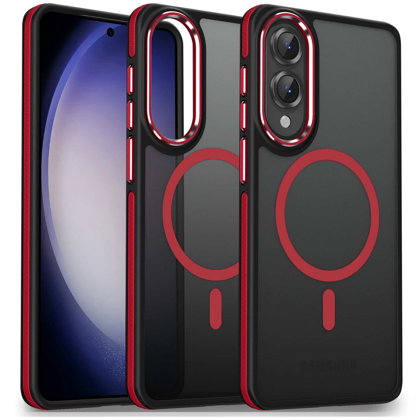 MALEWOLF Case for Samsung Galaxy S25 Edge, Matte Translucent Magnetic Cover [Compatible with Magsafe] [Anti-Slip Grip], Military Grade Shockproof Hybrid Color Galaxy S25 Edge Phone Case