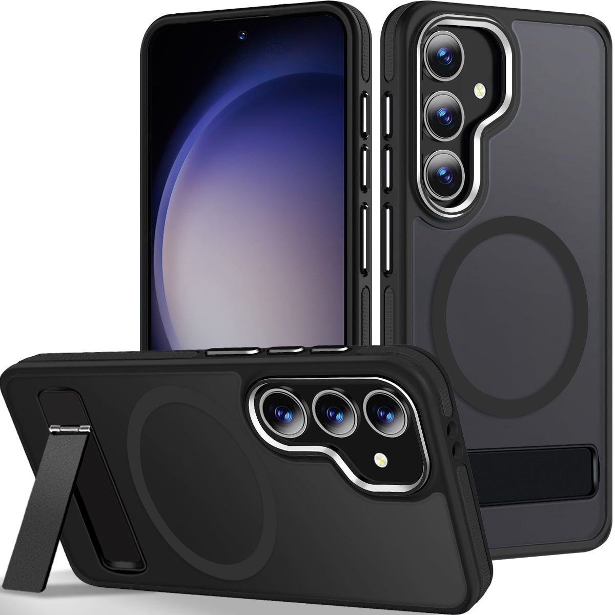 MALEWOLF Stand for Samsung Galaxy S25 FE Case, Compatible with Magsafe, Anti-Slip Hybrid Matte Cover, Shockproof Translucent TPU Phone Case for Galaxy S25 FE