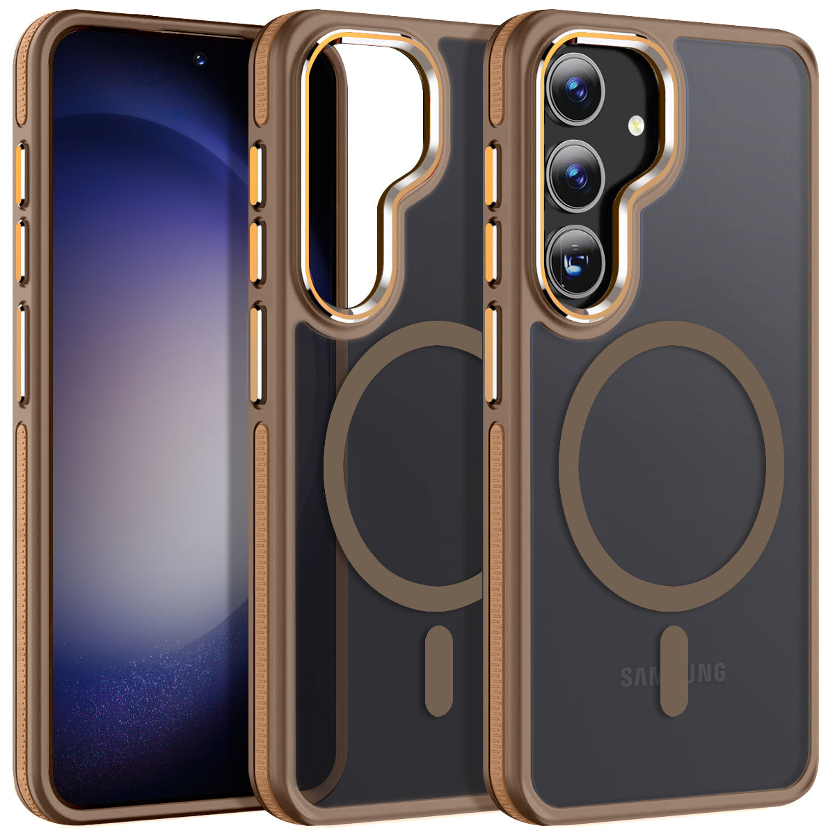 MALEWOLF Magnetic Designed for Samsung Galaxy S24 Case 6.2" Compatible with MagSafe, Anti-Slip Edge Military Grade Drop Tested Hard Back Protective Translucent Case for Samsung S24 Case