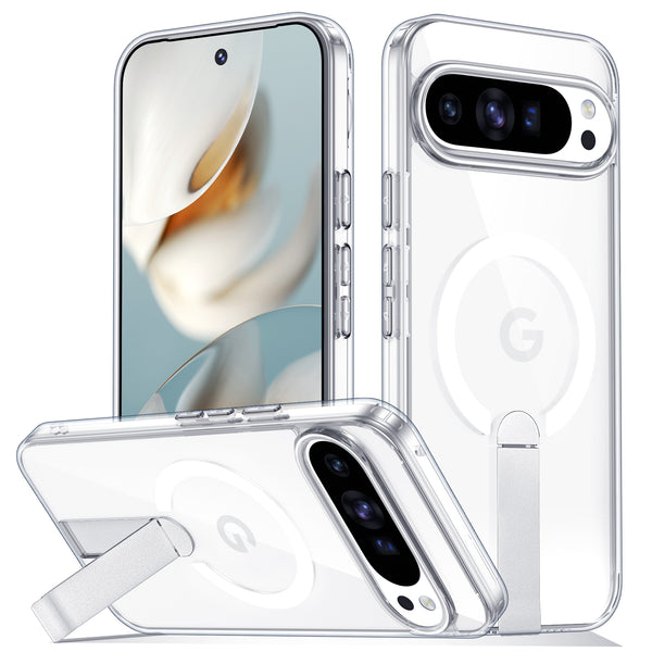 MALEWOLF for Google Pixel 9 Case/Pixel 9 Pro Case, Adjustable Stand, Phone Case Compatible with Magsafe, Anti-Yellowing TPU Cover, Raised Edge for Camera Screen Protection, Shockproof