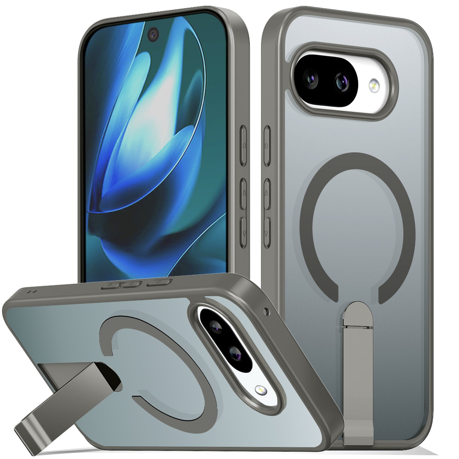 MALEWOLF for Google Pixel 9A Case, Adjustable Kickstand, Ultra Slim Cover Compatible with Magsafe, Anti-Yellowing & Durable TPU Hard Back, Shockproof Bumper Protection for Pixel 9A Phone Case