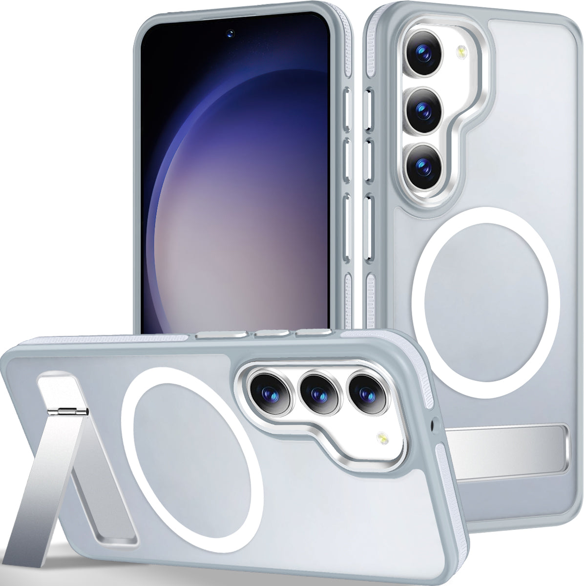 MALEWOLF for Samsung Galaxy S23 Case with Stand, Compatible with Magsafe, Strong Magnetic Phone Case for Galaxy S23, Mil-Grade Protection for Non-Slip Matte Translucent Cover