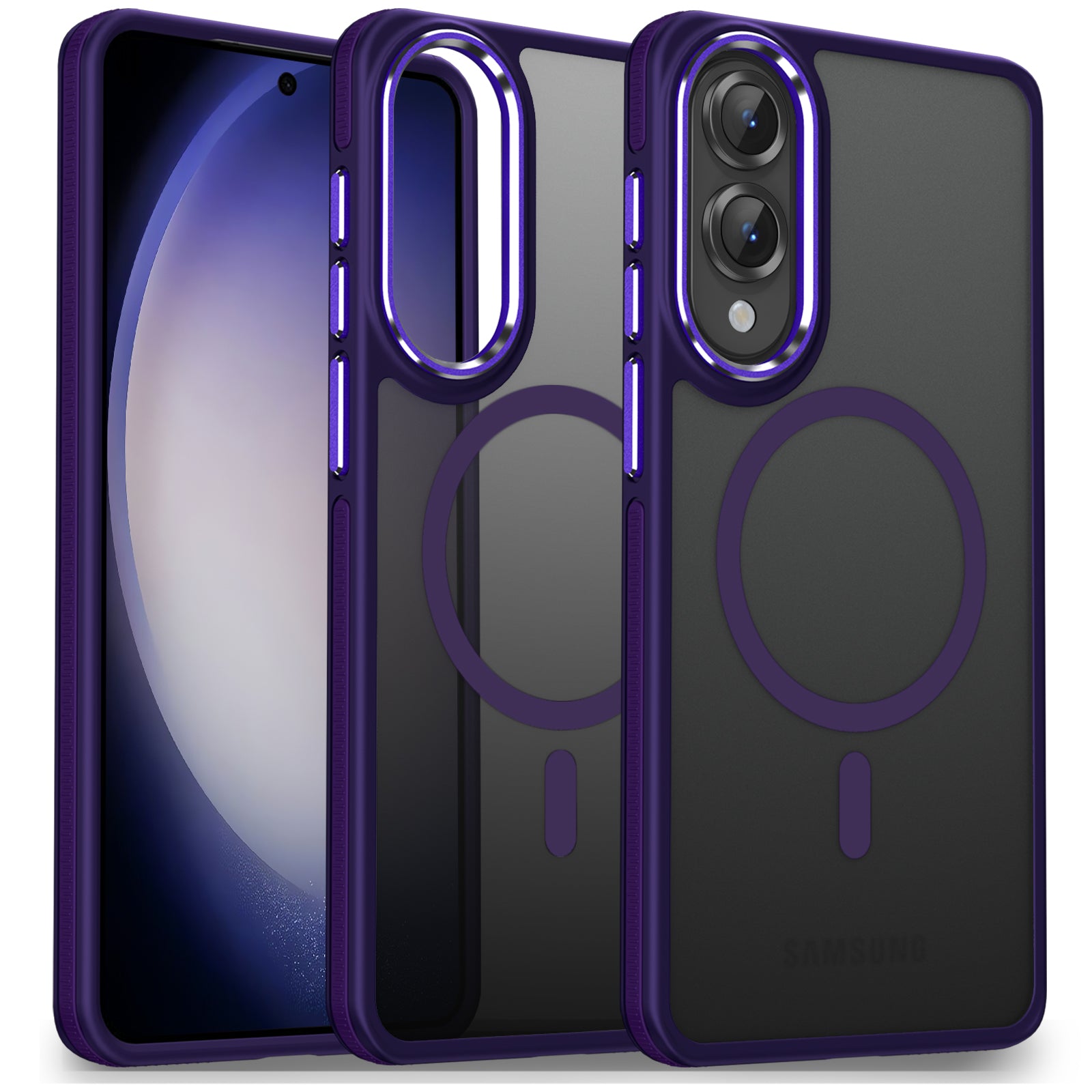 MALEWOLF Case for Samsung Galaxy S25 Edge, Matte Translucent Magnetic Cover [Compatible with Magsafe] [Anti-Slip Grip], Military Grade Shockproof Hybrid Color Galaxy S25 Edge Phone Case