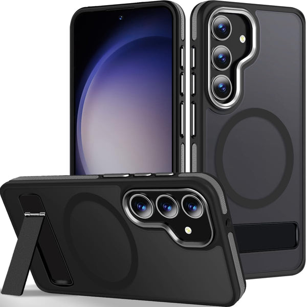 MALEWOLF for Samsung Galaxy S25 Case, Adjustable Kickstand Cover Compatible with Magsafe, Slim Translucent Matte S25 Phone Case, Non-Slip Shockproof Magnetic Case for Galaxy S25 5G
