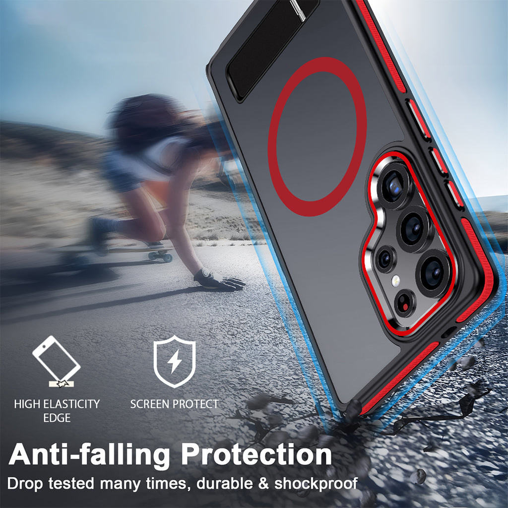 Galaxy S25 Ultra Rugged Magnetic Case, Anti-Slip Shockproof Cover with Kickstand