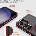 MALEWOLF Magnetic for Samsung Galaxy S24 Fe Case with Stand, Fits for Magsafe, Anti-Slip & Hybrid Color Translucent Cover, Slim Case for Galaxy S24 Fe, Shockproof Drop Protection