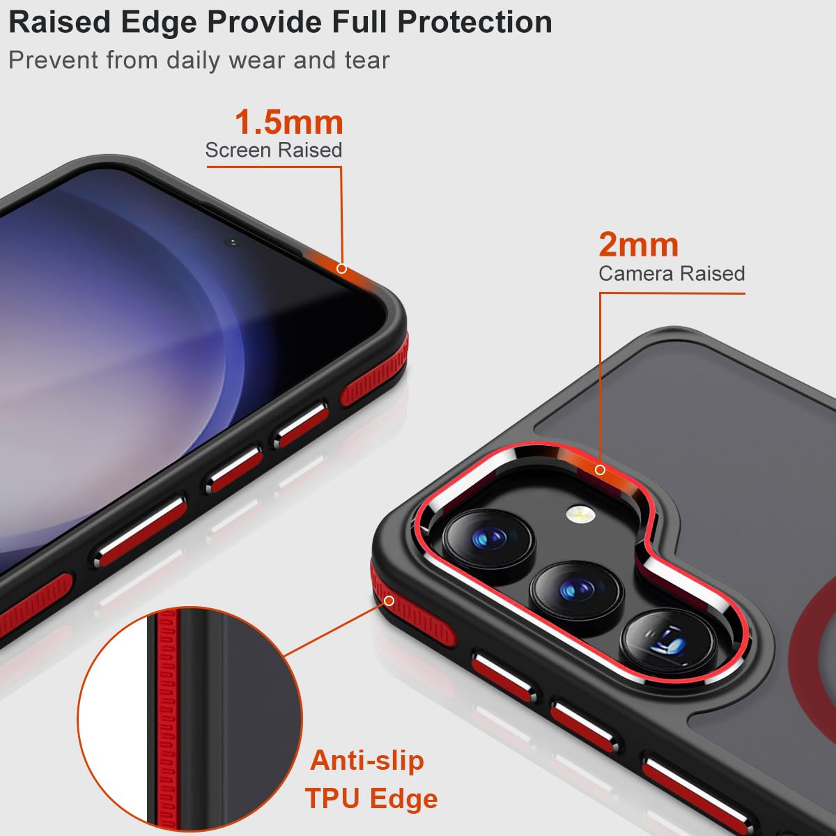 MALEWOLF Magnetic for Samsung Galaxy S24 Fe Case with Stand, Fits for Magsafe, Anti-Slip & Hybrid Color Translucent Cover, Slim Case for Galaxy S24 Fe, Shockproof Drop Protection
