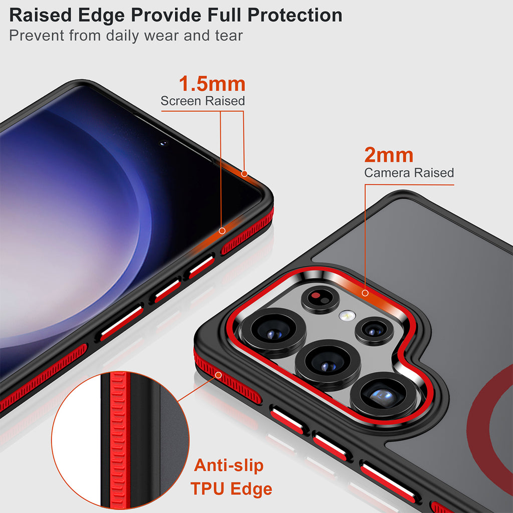 Galaxy S25 Ultra Rugged Magnetic Case, Anti-Slip Shockproof Cover with Kickstand