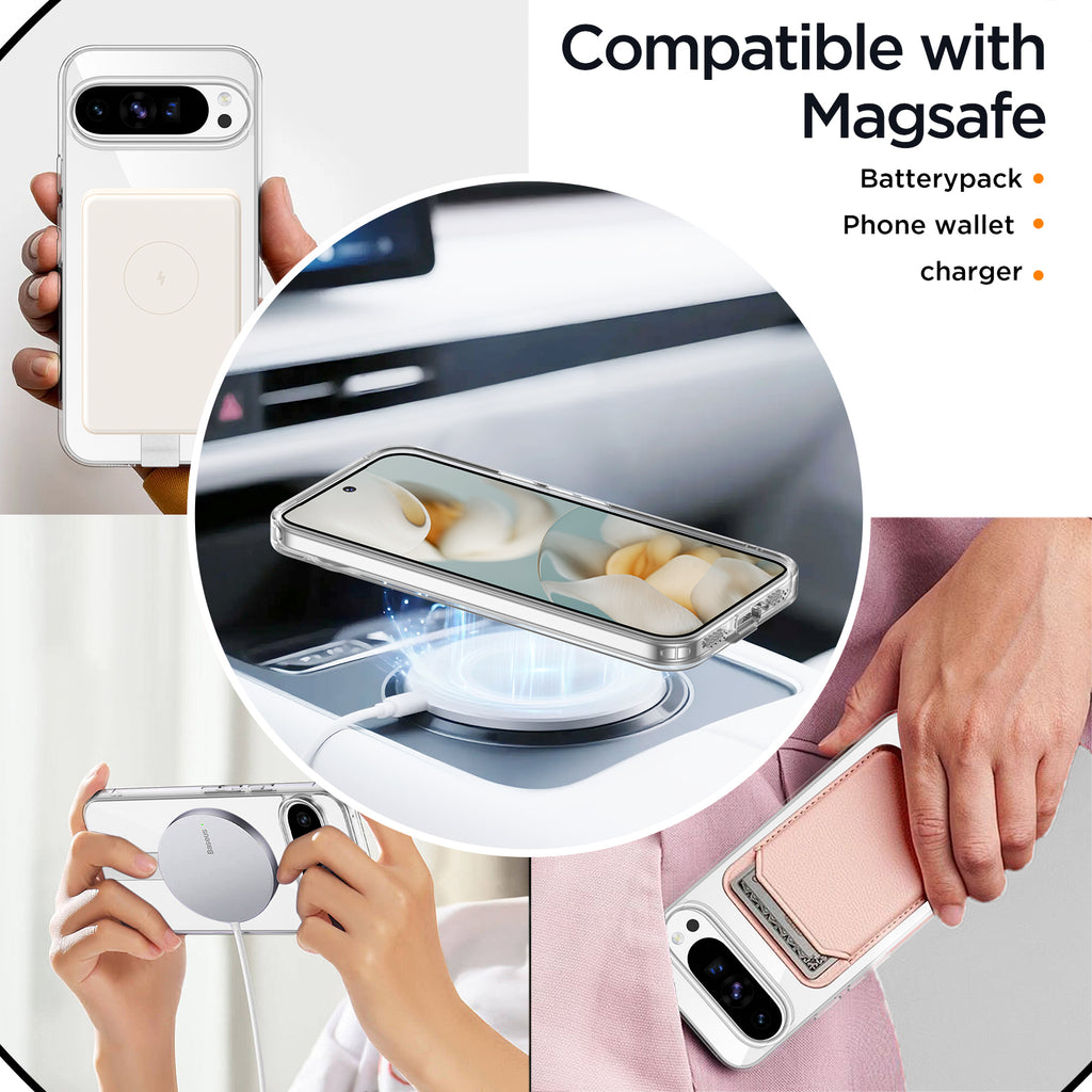 MALEWOLF for Google Pixel 9 Pro XL Case Magnetic, Slim Cover [Kickstand] [Compatible with Magsafe], Anti-yellowing & Durable TPU Back, Shockproof Bumper Protection for Pixel 9 ProXL Phone Case