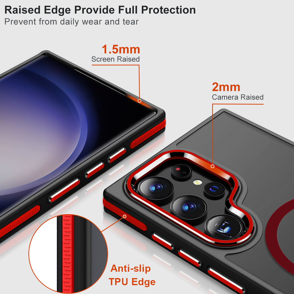 MALEWOLF for Samsung Galaxy S24 Ultra Case, Magnetic Phone Case Compatible with Magsafe, Anti-Slip Drop Protection Silky Translucent Back Cover for Galaxy S24 Ultra