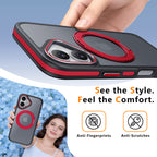 MALEWOLF Magnetic Case for iPhone 17, Compatible with MagSafe & 360° Stand Ring, Slim Translucent Cover with Mil-Grade Shockproof Protective Phone Case for iPhone 17