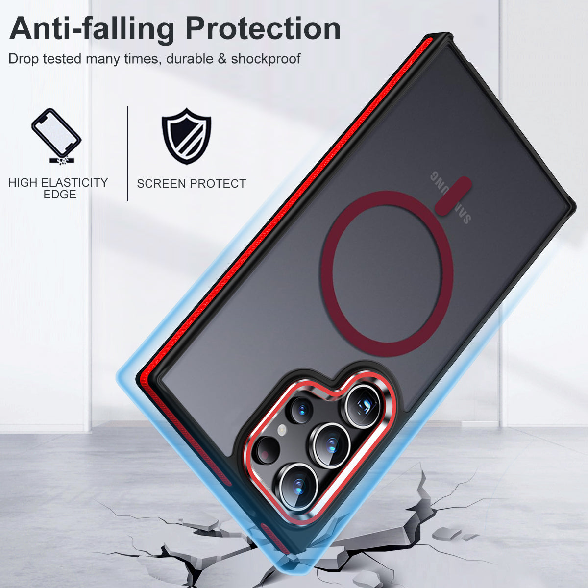 MALEWOLF Case for Samsung Galaxy S22 Ultra Magnetic Compatible with Magsafe, Slim Translucent Cover [Shockproof Tested] Anti-Slip Soft TPU Edge Protective Case for Galaxy S22 Ultra 5G