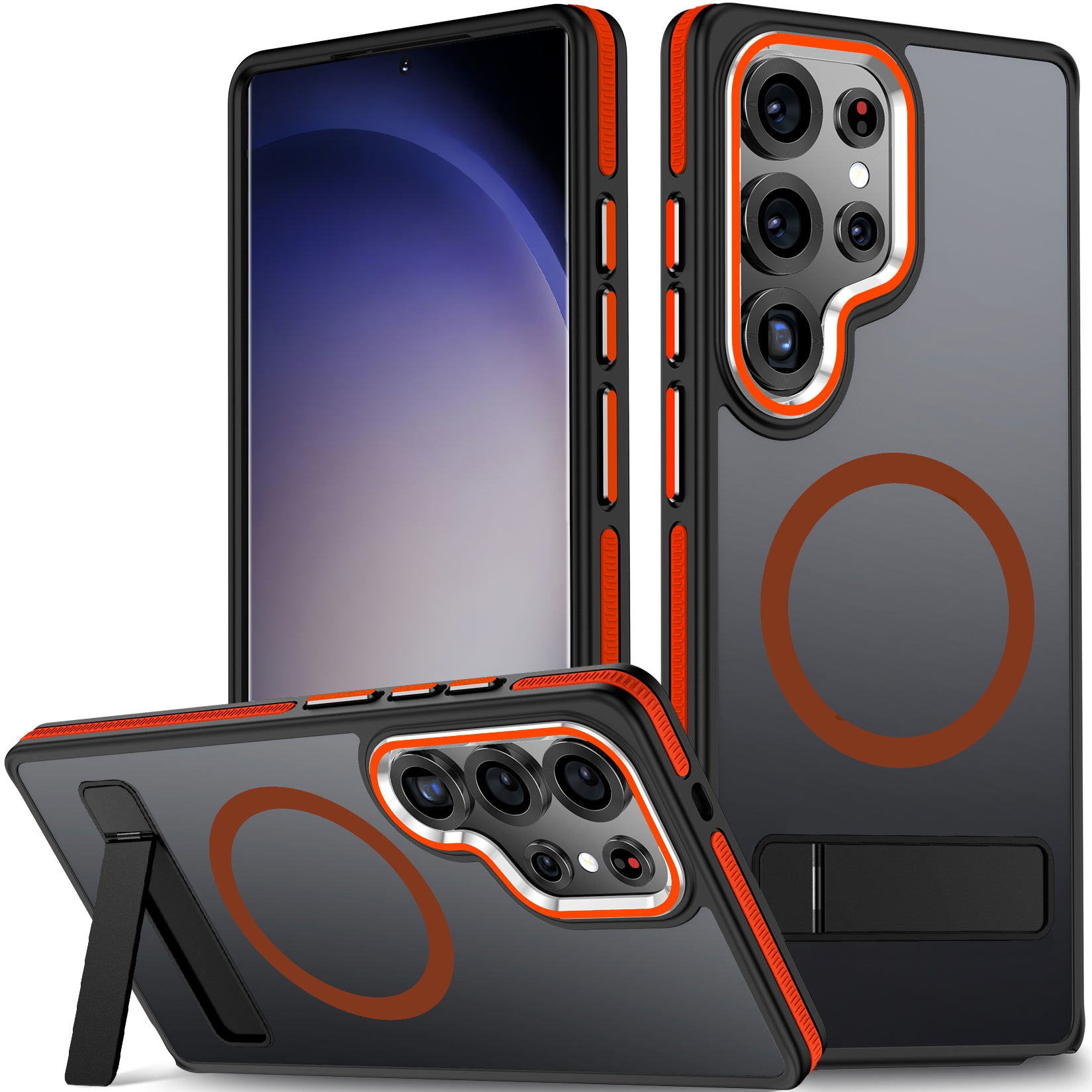 MALEWOLF for Samsung Galaxy S25 Ultra Case, Shockproof S25 Ultra Phone Case with Kickstand, Anti-Skid Case Fits for Magsafe, Camera Frame with Raised Protection for Galaxy S25 Ultra Cover