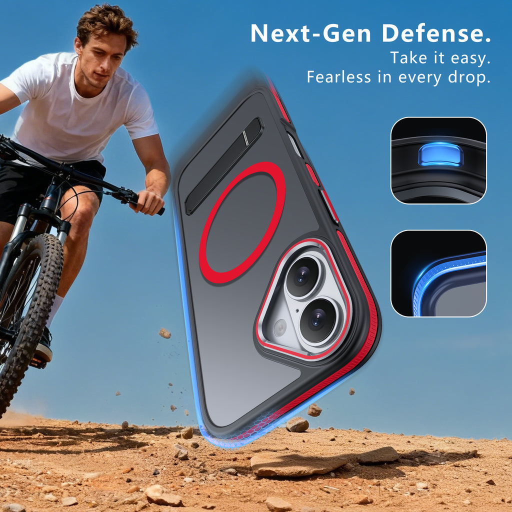 MALEWOLF Magnetic & Kickstand for iPhone 17 Case, [Compatible with Magsafe] [Military Grade Protection] Slim Translucent Cover, Shockproof Phone Case for iPhone 17 6.3 Inch