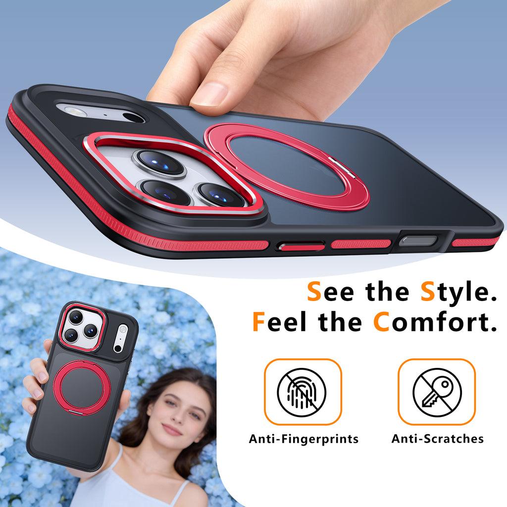 MALEWOLF Magnetic Stand for iPhone 17 Pro Max Case, Compatible with Magsafe, Anti-Slip Cover with Military-Grade Protection, Slim Phone Case for iPhone 17 Pro Max