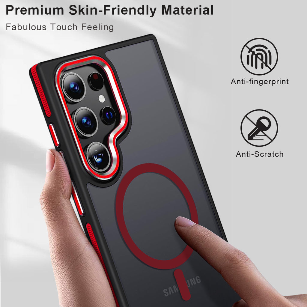 MALEWOLF Case for Samsung Galaxy S22 Ultra Magnetic Compatible with Magsafe, Slim Translucent Cover [Shockproof Tested] Anti-Slip Soft TPU Edge Protective Case for Galaxy S22 Ultra 5G