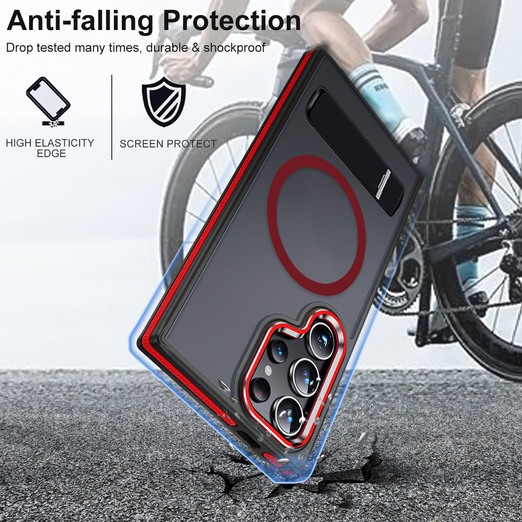 Galaxy S24 Ultra Rugged Magnetic Case with Stand, Shockproof Protective Cover