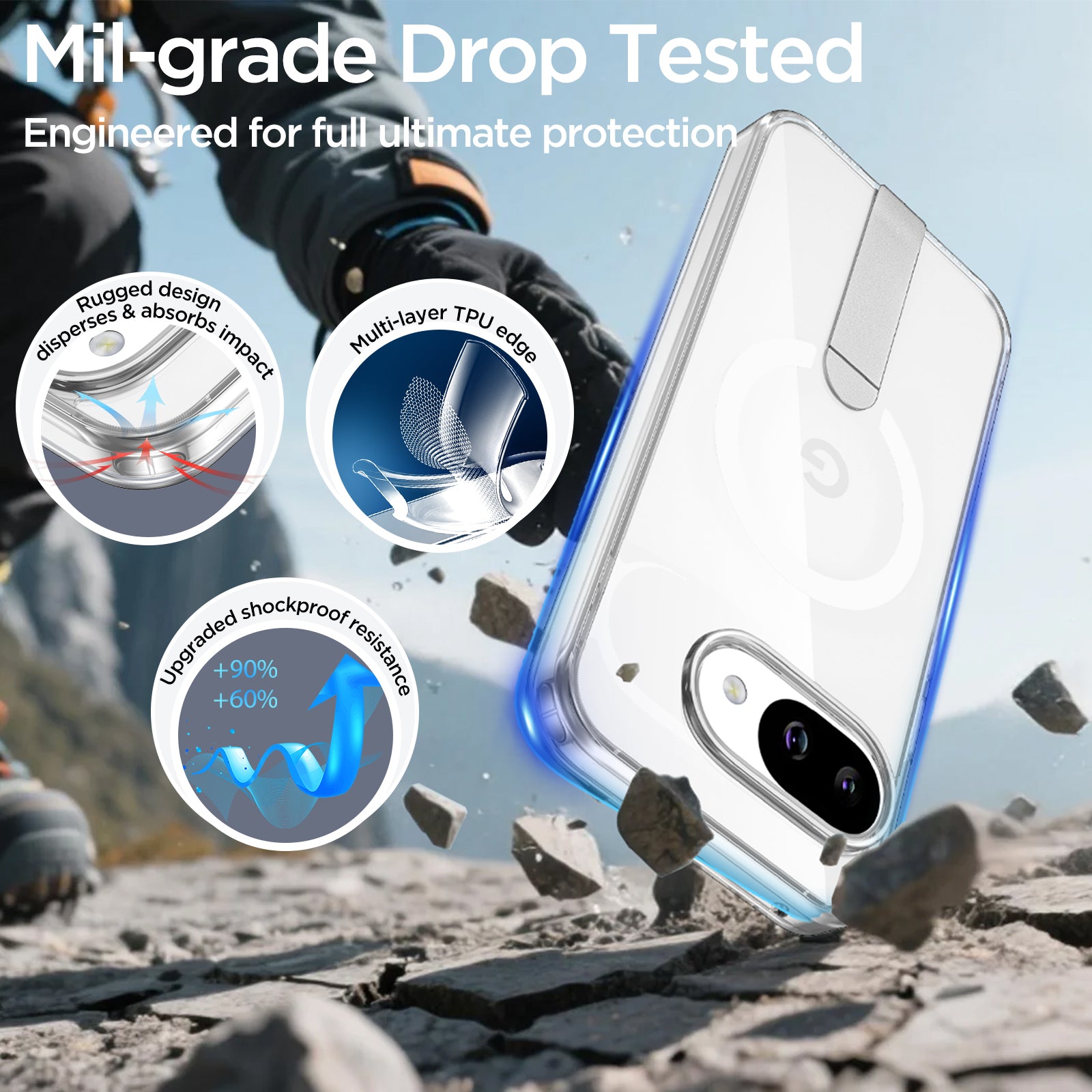MALEWOLF for Google Pixel 9A Case, Adjustable Kickstand, Ultra Slim Cover Compatible with Magsafe, Anti-Yellowing & Durable TPU Hard Back, Shockproof Bumper Protection for Pixel 9A Phone Case