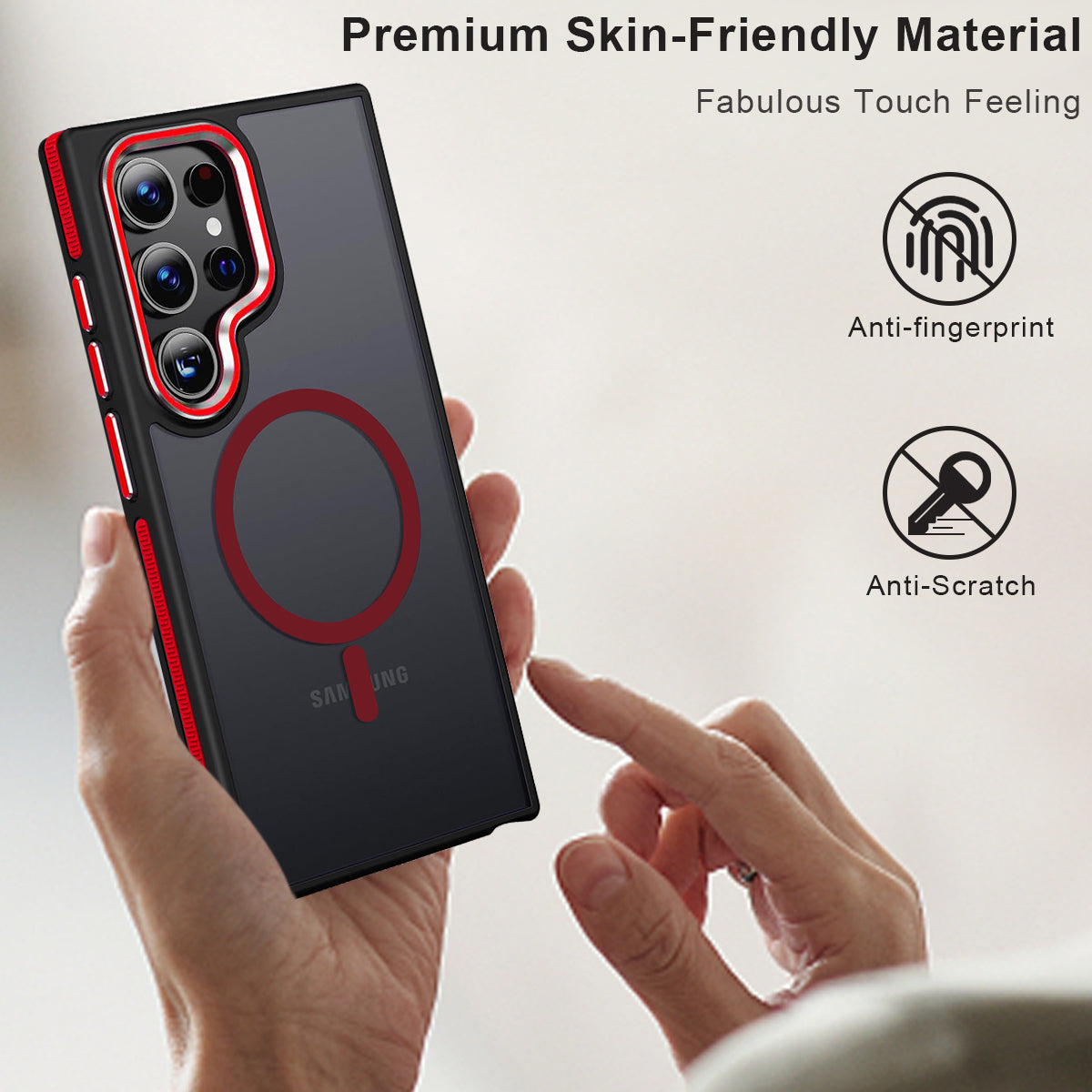 MALEWOLF for Samsung Galaxy S24 Ultra Case, Magnetic Phone Case Compatible with Magsafe, Anti-Slip Drop Protection Silky Translucent Back Cover for Galaxy S24 Ultra